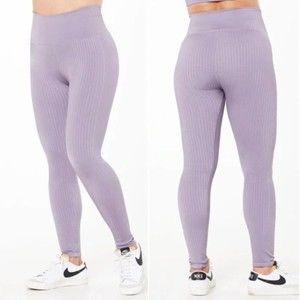 Good American Ribbed  Legging Dusty Violet Sz L/XL  3/4 Quick Dry Compression